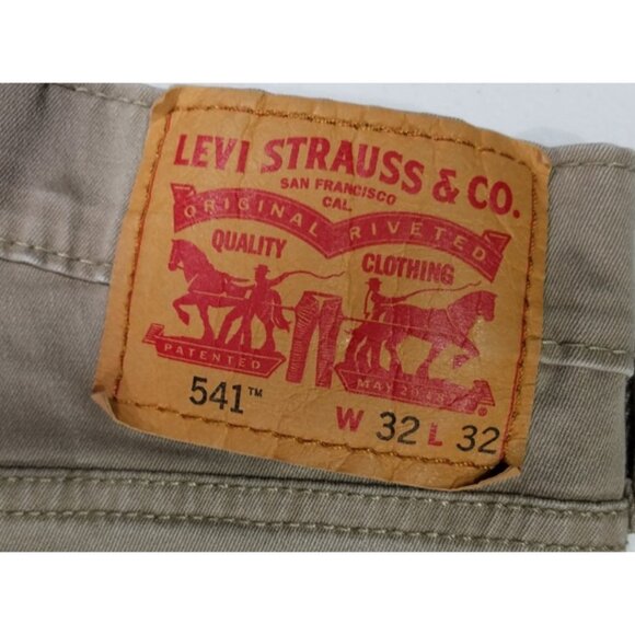 Levi's 541 Straight Fit Khaki Stretch Jeans Pants Men's W32 L32 Western Casual - Picture 13 of 16